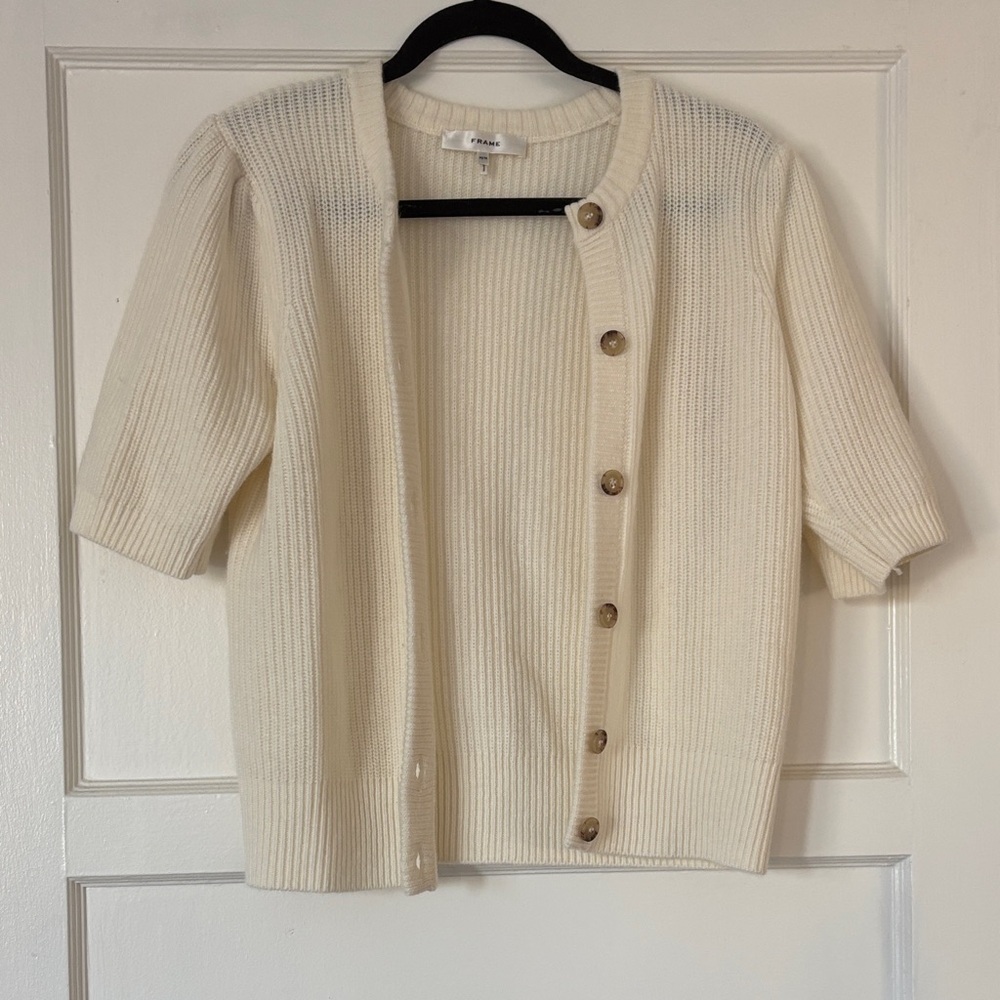 Frame Denim Cream Cardigan Sweater